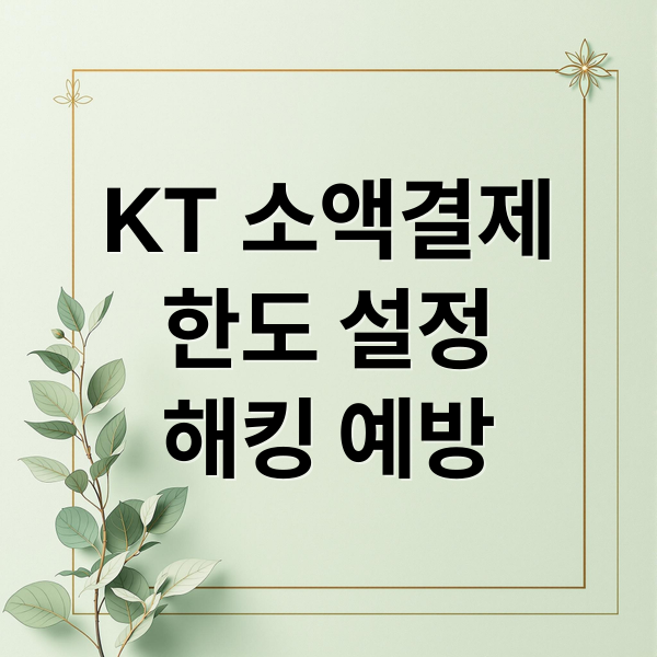 KT 소액결제
한도 설정
해킹 예방 (KT 소액결제 한도 변경,KT 소액결제 해킹)