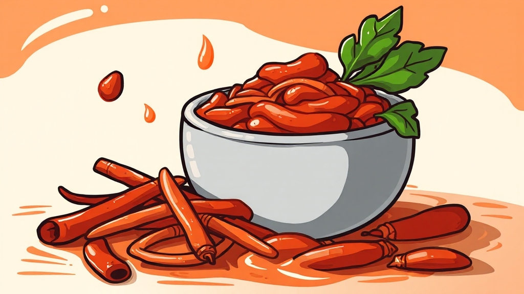 김치 양념 황금 비율, 맛의 비법! (cartoon 스타일)