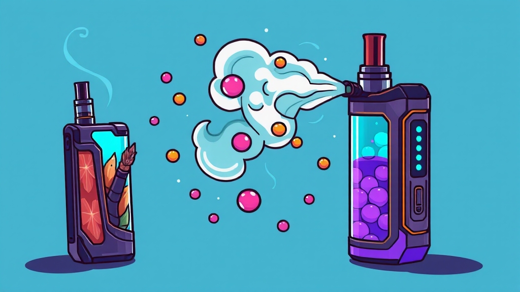 궐련형 vs 액상형: 비교 분석 (cartoon 스타일)