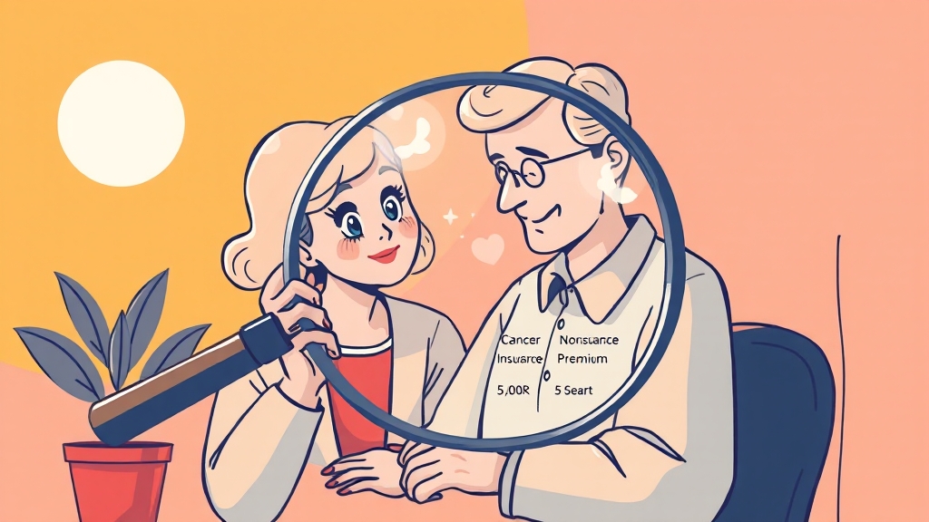 암보험료 비교 및 가입 전 확인사항 (illustration 스타일)