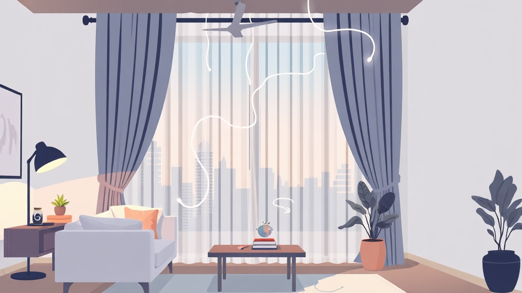 전동 커튼 설치 과정 상세 안내 (illustration 스타일)