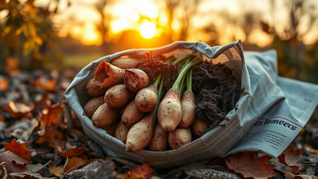마 보관법 & 수확 시기 (realistic 스타일)