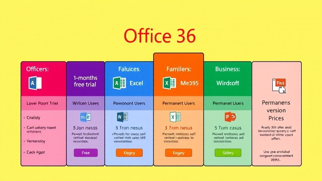 MS 오피스 365 구독 및 가격 정보 (cartoon 스타일)