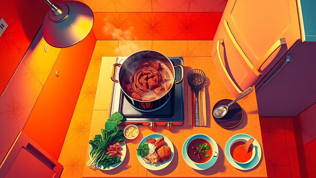 미역국 끓이는 단계별 가이드 (popart 스타일)
