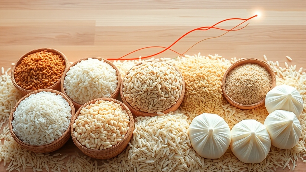 일반 쌀 vs 당뇨 쌀, 수치 비교 (realistic 스타일)