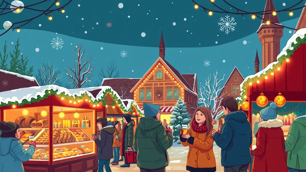 크리스마스 마켓 먹거리 탐방 (cartoon 스타일)