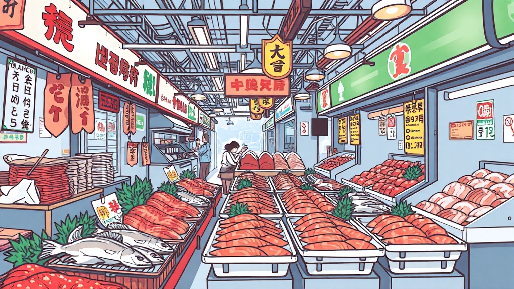 노량진 수산시장 (illustration 스타일)