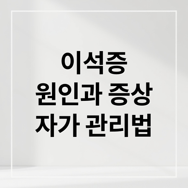 이석증원인과 증상자가 관리법 (이석증 증상)
