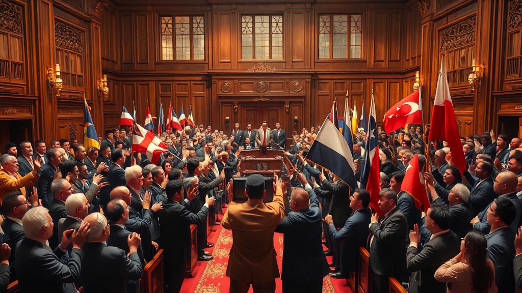 여야 입장 차이 (realistic 스타일)