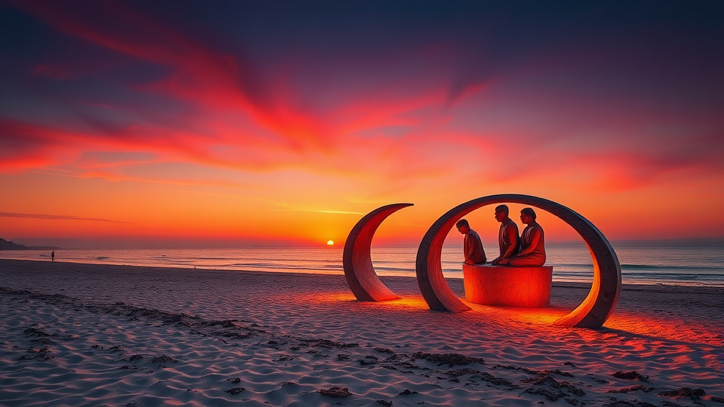 무녀도 해돋이/낙조 명소: 인생샷 보장! (realistic 스타일)