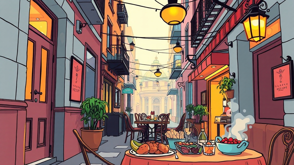 박물관 주변 맛집 탐방 (cartoon 스타일)