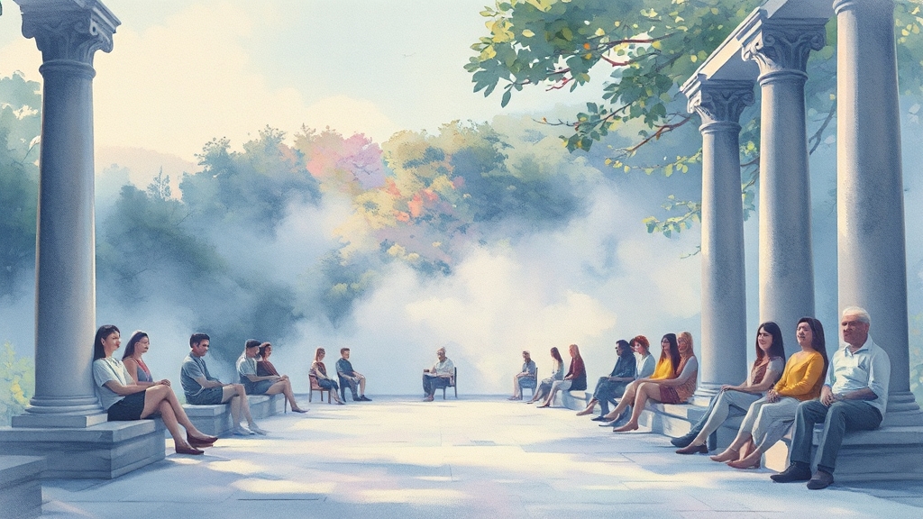 쿨링포그, 폭염 대응 기여 (watercolor 스타일)
