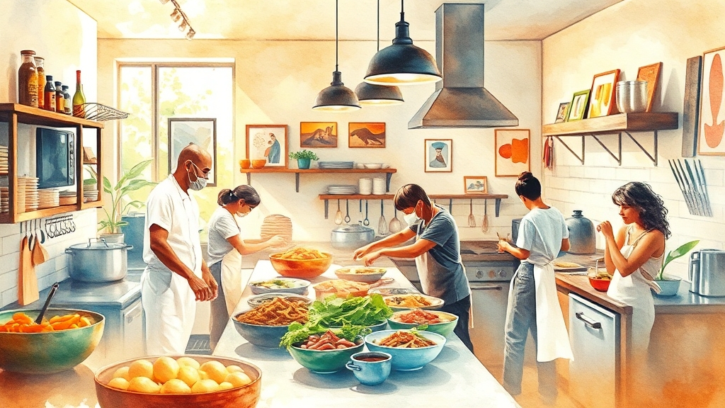 공유주방 마케팅 & 성공 전략 (watercolor 스타일)