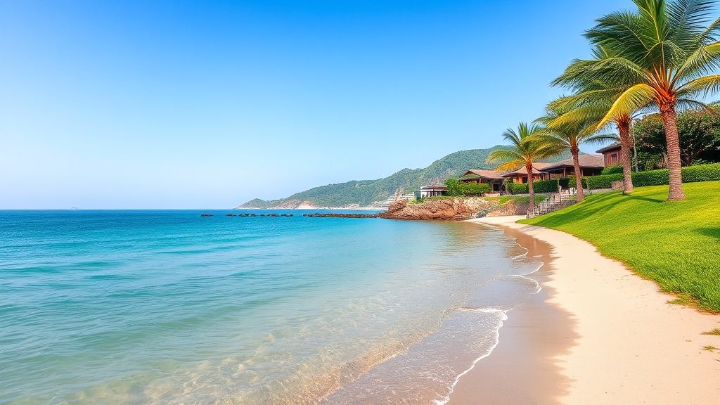 제주도 핫스팟, 푸른 바다 만끽 (realistic 스타일)