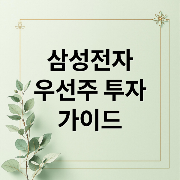 삼성전자
우선주 투자
가이드 (삼성전자 우선주 매력)