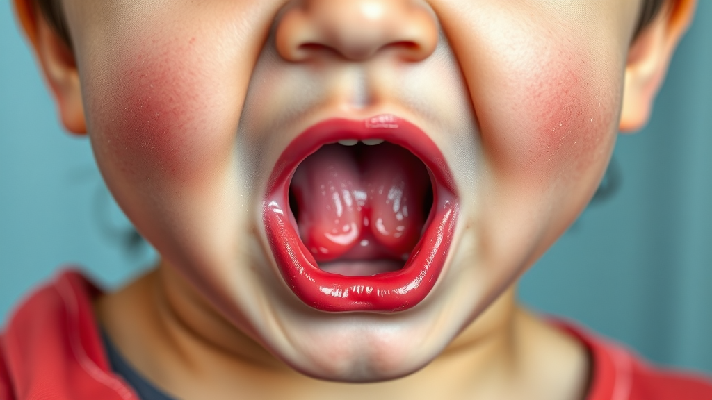 편도염의 주요 증상 (realistic 스타일)