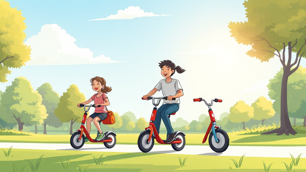 세발 전기자전거 활용 사례 (illustration 스타일)