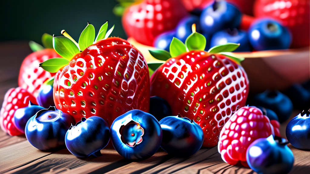 진한 색상의 비밀: 안토시아닌 풍부한 식품들 (realistic 스타일)