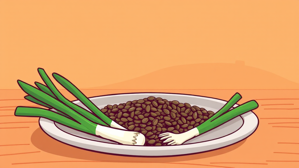 들깨 효능: 대파와 찰떡궁합 (cartoon 스타일)