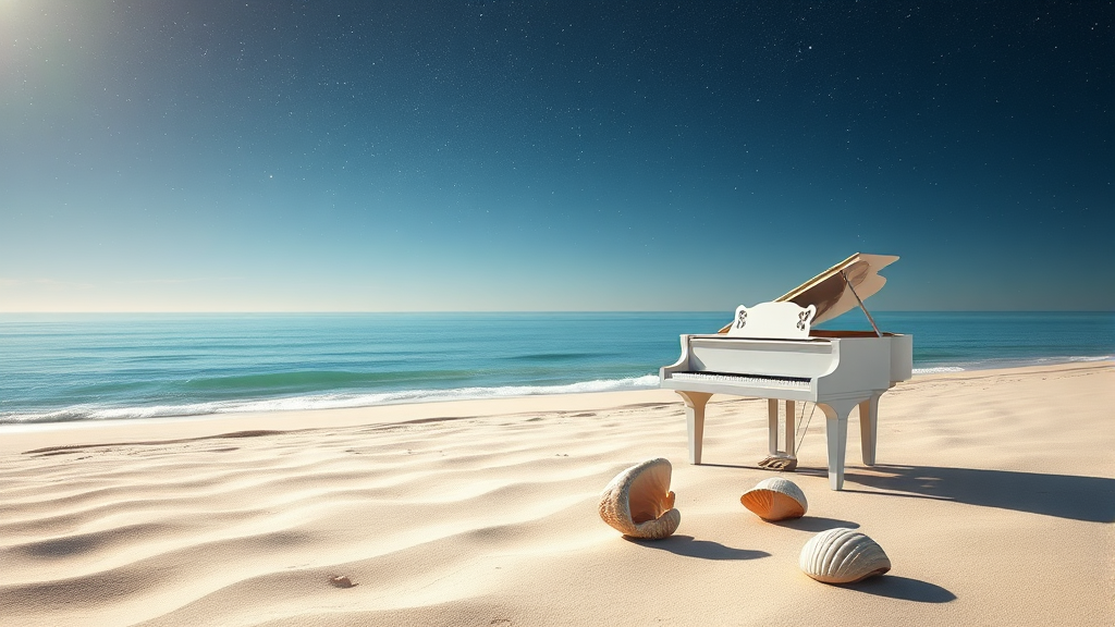 양산해변의 매력: 맑은 바다와 고운 모래사장 (realistic 스타일)