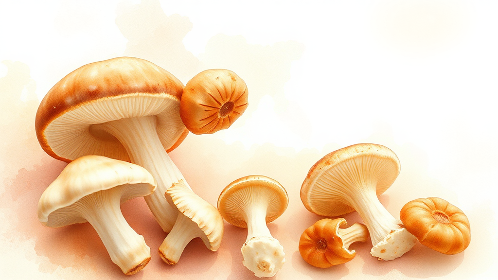 참송이버섯 효능: 건강에 미치는 긍정적 영향 (watercolor 스타일)