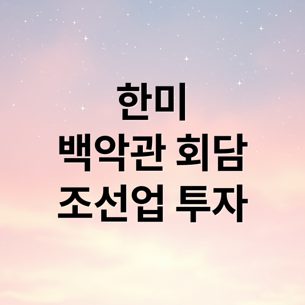 한미
백악관 회담
조선업 투자 (한미 협상단 백악관 조선업 투자)