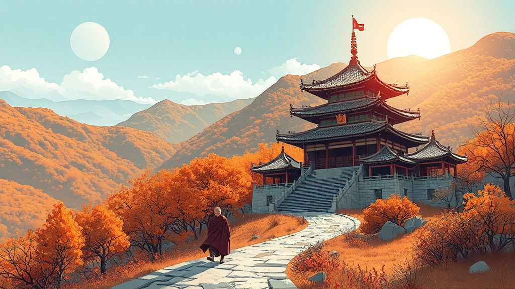 힐링 명소, 백련사 (illustration 스타일)