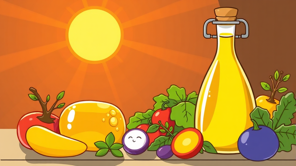 올리브유 활용법: 섭취 및 조리 (cartoon 스타일)
