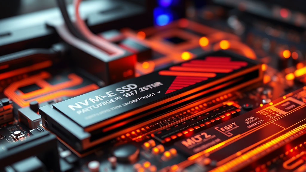 SSD, 파워 서플라이, 저장 공간과 전력 효율 (realistic 스타일)