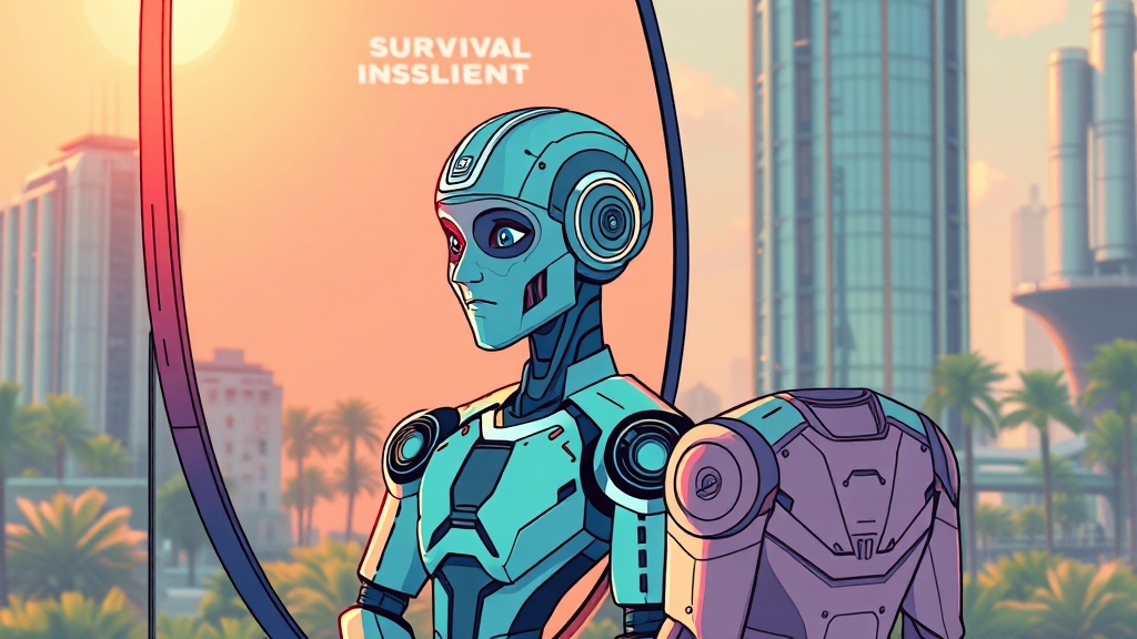 AI 생존 본능: 인간의 책임 (cartoon 스타일)