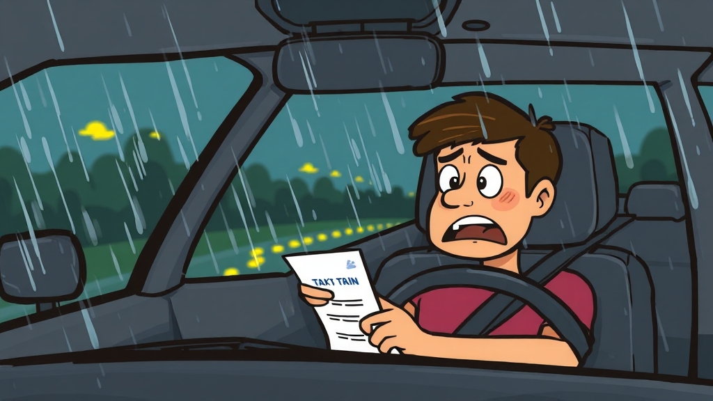 무면허 운전, 법적 책임은? (cartoon 스타일)