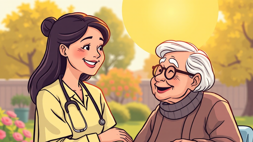 노인 맞춤 돌봄 서비스 필요 및 절차 (cartoon 스타일)