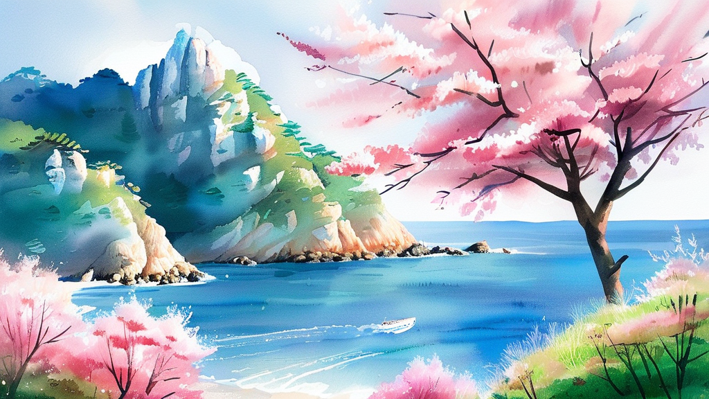 창선도 맛집 탐방: 죽방멸치와 멸치쌈밥의 향연 (watercolor 스타일)