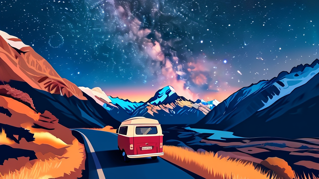 뉴질랜드 자연 속 특별한 경험: 캠핑과 이지 트레킹 (realistic 스타일)