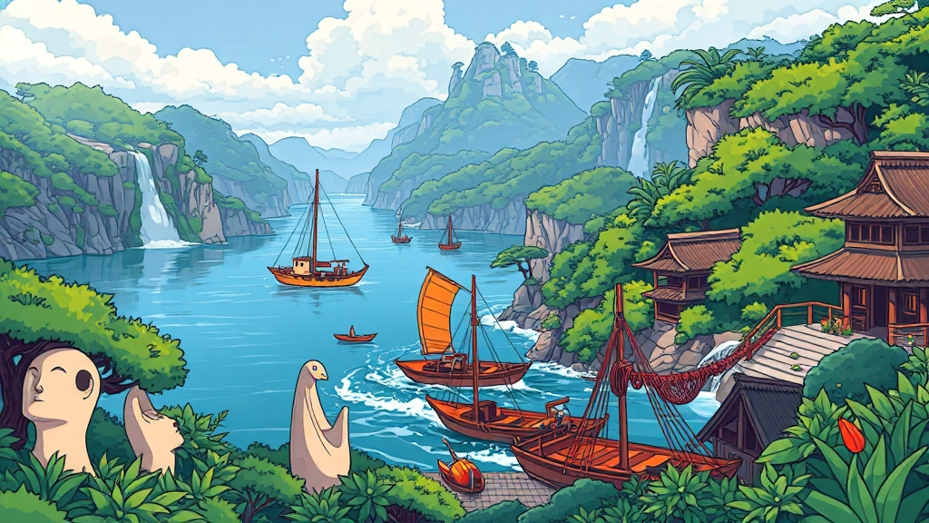 흑산도 주요 관광 코스 (cartoon 스타일)