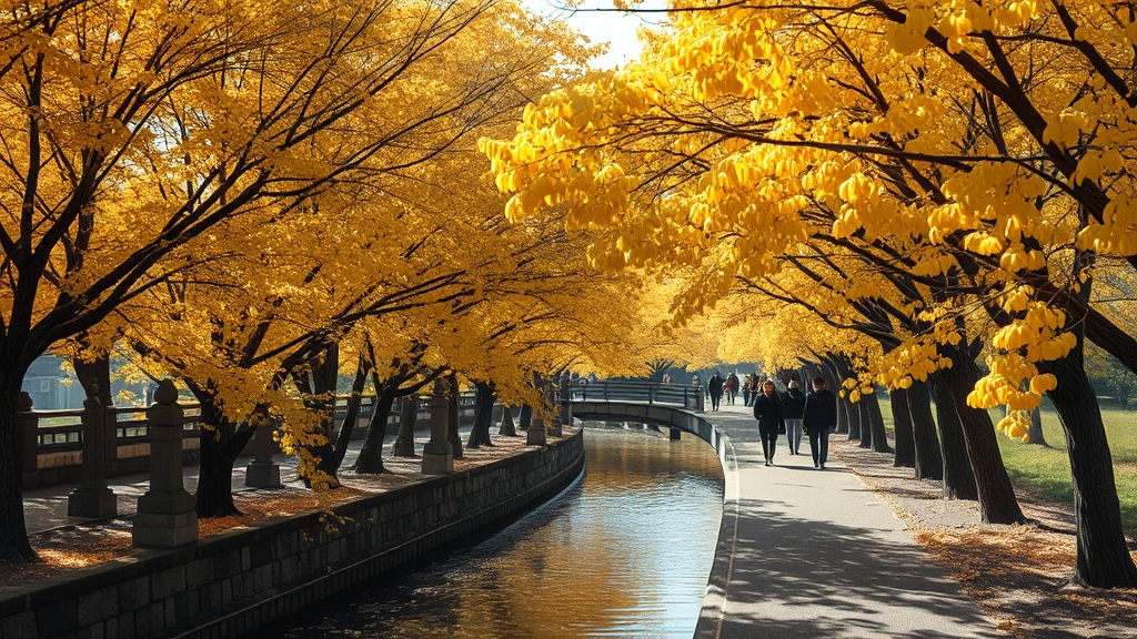 곡교천 은행나무길 매력 (realistic 스타일)