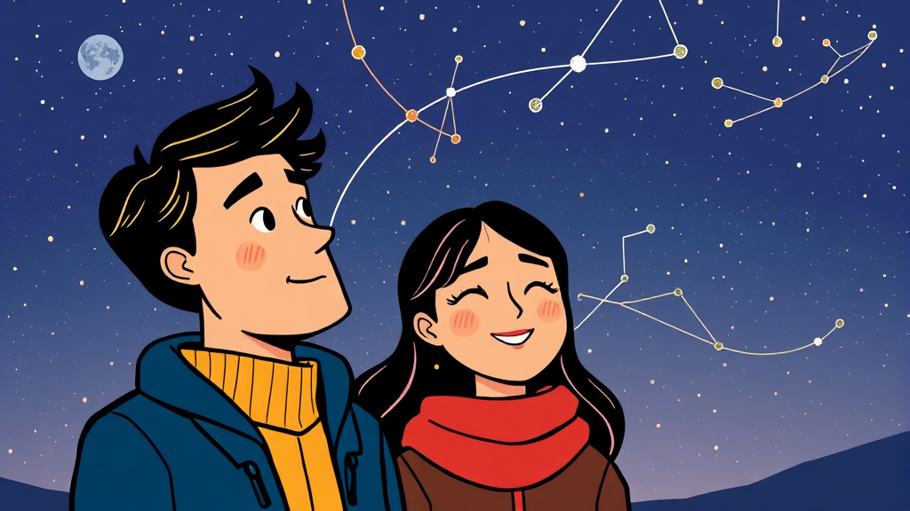 별자리 궁합 시 주의사항 및 꿀팁 (cartoon 스타일)