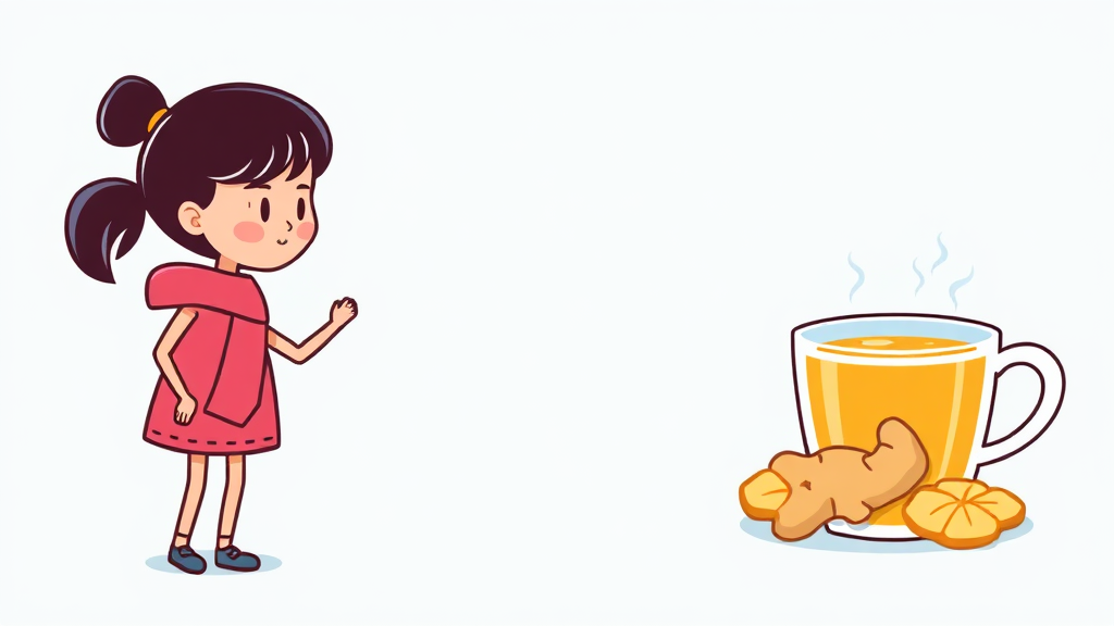 생강차, 감기 예방과 몸을 따뜻하게 (cartoon 스타일)
