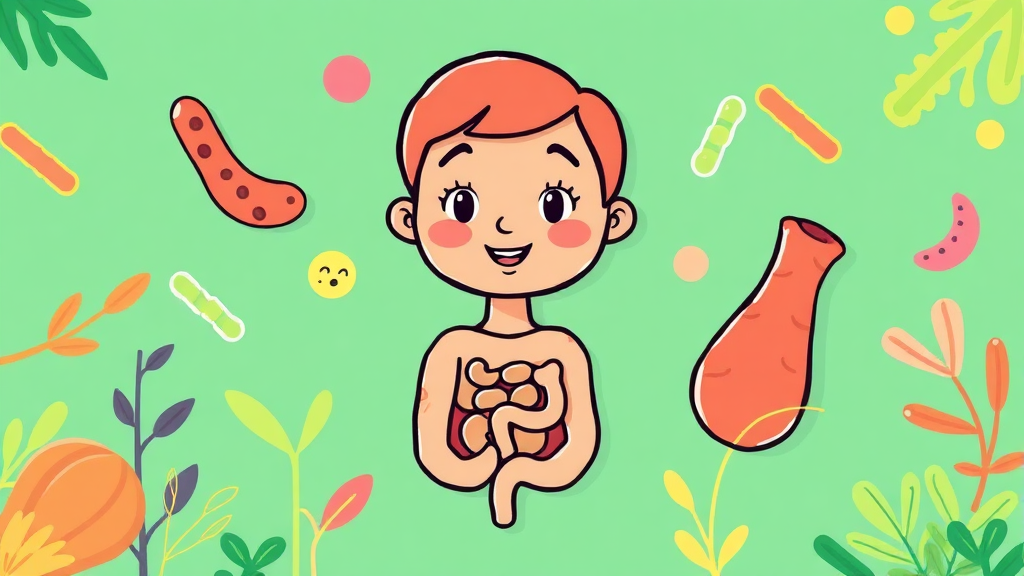 유산균의 놀라운 효능: 소화부터 면역까지 (cartoon 스타일)