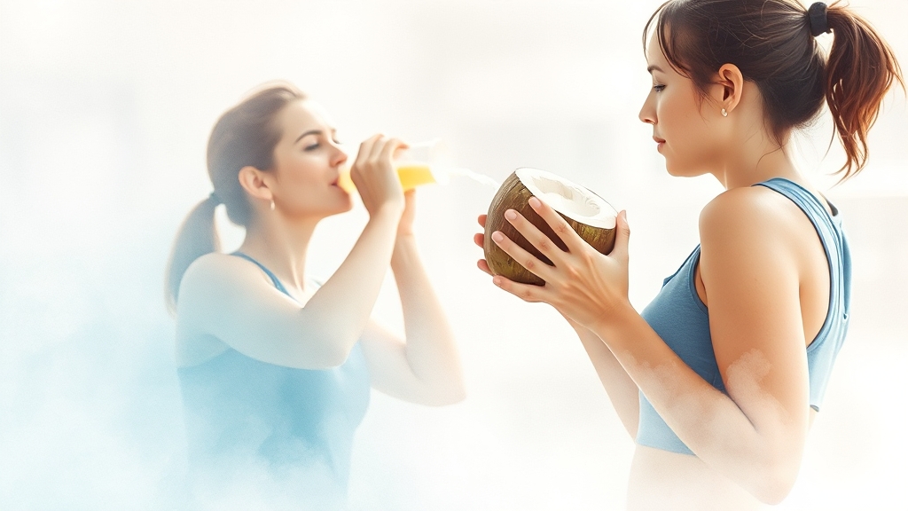 운동 후 코코넛워터 (watercolor 스타일)