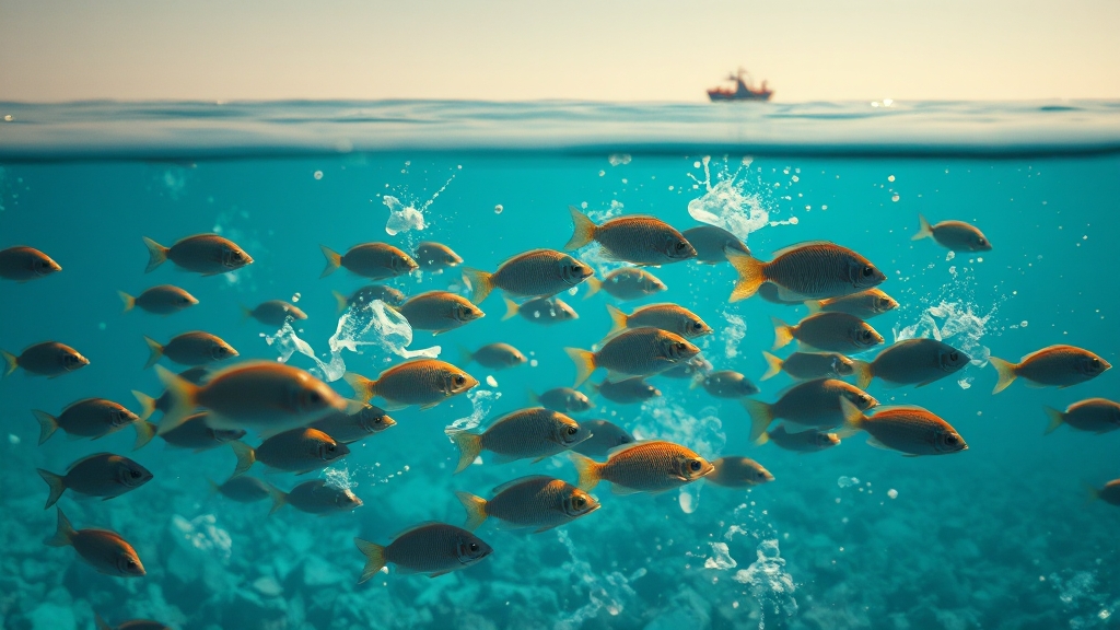 바다를 위한 플라스틱 혁신 (realistic 스타일)