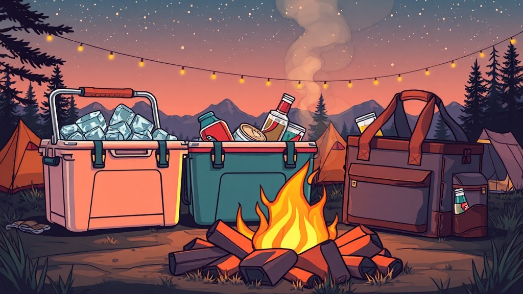 쿨러박스 종류별 비교 (cartoon 스타일)