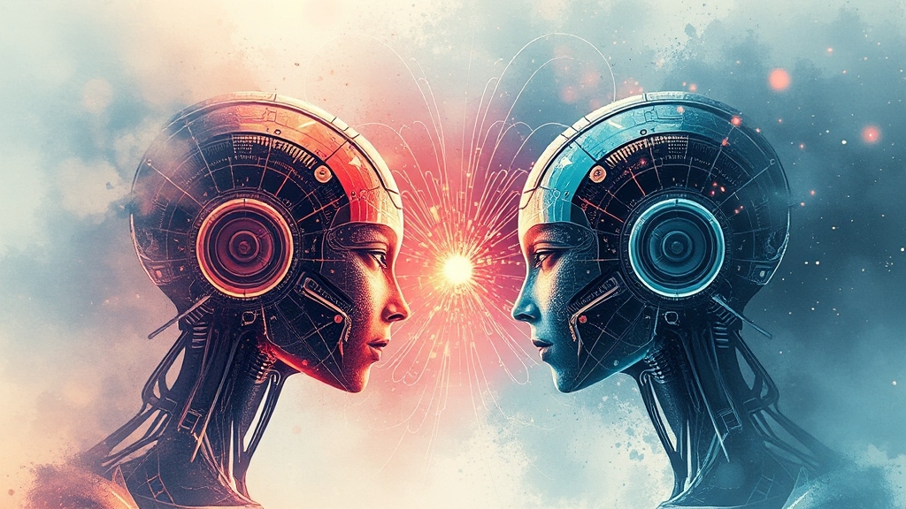 구글 AI 패권 경쟁 (watercolor 스타일)