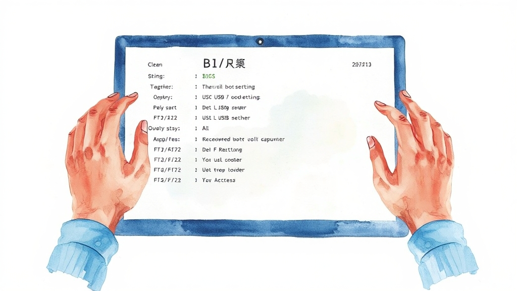 BIOS 설정 변경 방법 (watercolor 스타일)