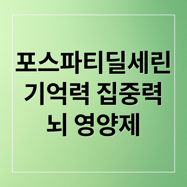 포스파티딜세린
기억력 집중력
뇌 영양제 (포스파티딜세린 가격 효능 부작용)