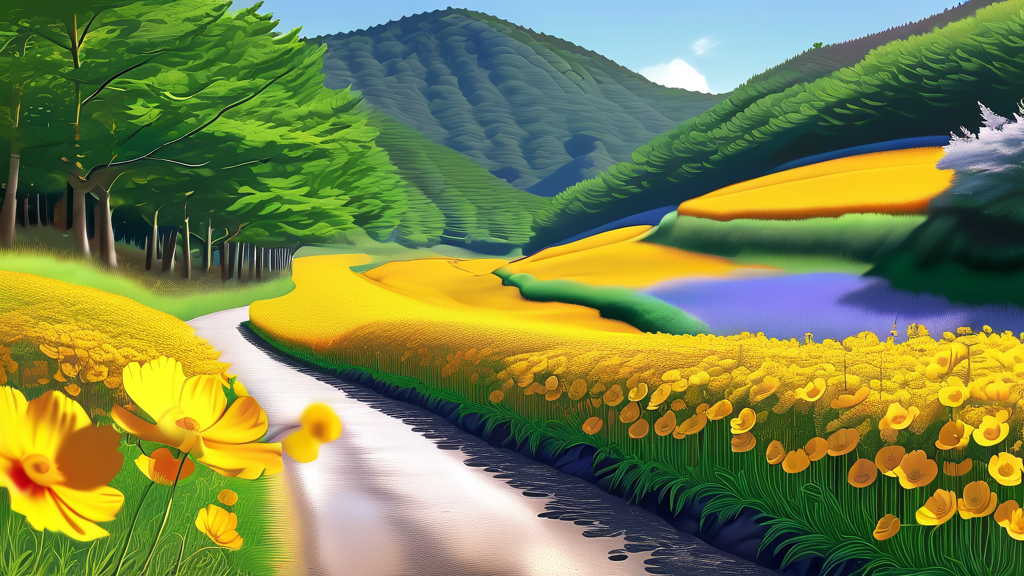 꽃길 따라 걷는 낭만, 장성 & 함안 (realistic 스타일)