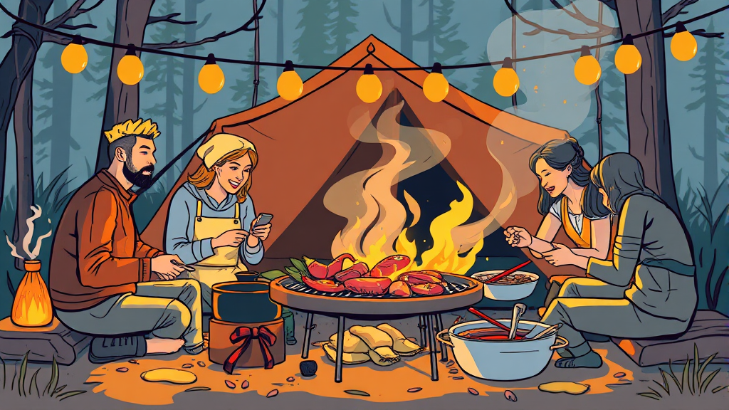 맛있는 바베큐 & 조식 (illustration 스타일)