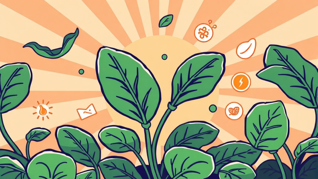 시금치, 건강을 위한 똑똑한 선택 (cartoon 스타일)