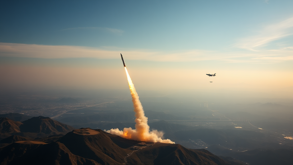 한반도 긴장 고조: 북한 미사일 발사 훈련 (realistic 스타일)