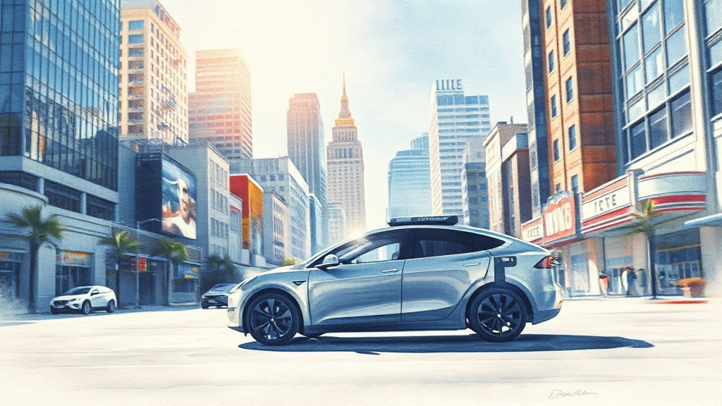 로보택시, 드디어 현실로 (watercolor 스타일)